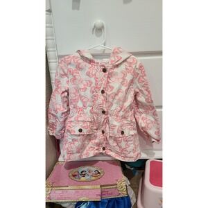 Forever Me Girls Pink Butterfly Print Hooded Utility Jacket Coat Size 5